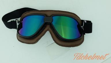 แว่นกันลม T7 (สีปรอทรุ้ง-ขอบน้ำตาล)