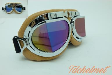 แว่นกันลม T3 (สีปรอทรุ้ง-ขอบน้ำตาล)