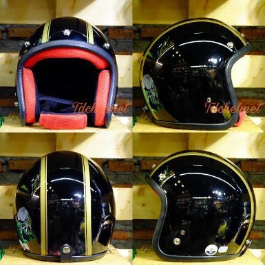 หมวกกันน็อค รุ่น LX450 ดำทอง ภายในแดง